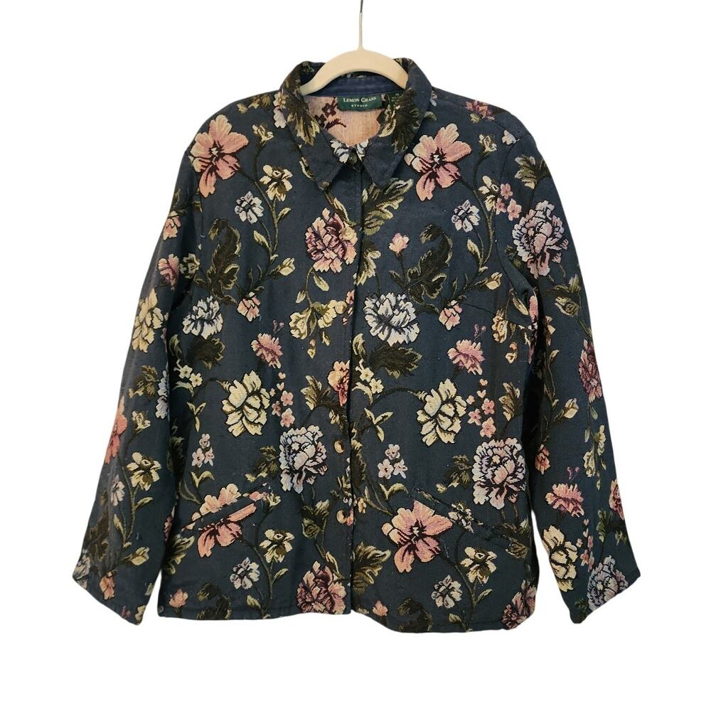 Lemon Grass Studio Floral Tapestry Jacket XL Cottagecore Artsy Boho